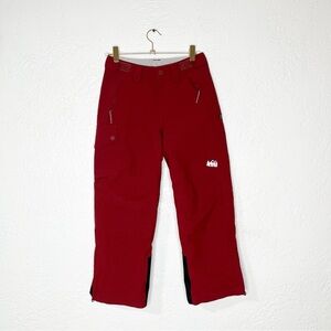 REI Snowpants Kid’s size Small (8) Burgundy Red Fleece Lined Growth Spurt Design